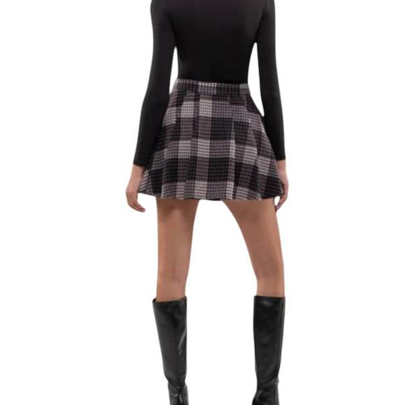 NEW THE WORKSHOP plaid pleated high waist mini skirt in mauve - Picture 3 of 3